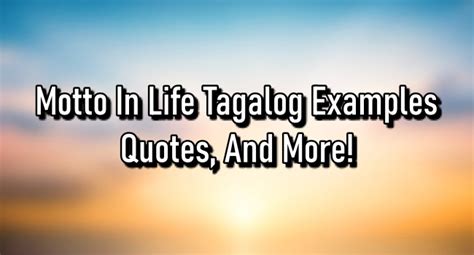 motto in life tagalog